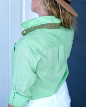 Load image into Gallery viewer, Mint Green Pure Linen Shirt - Back, Collar, and Arm
